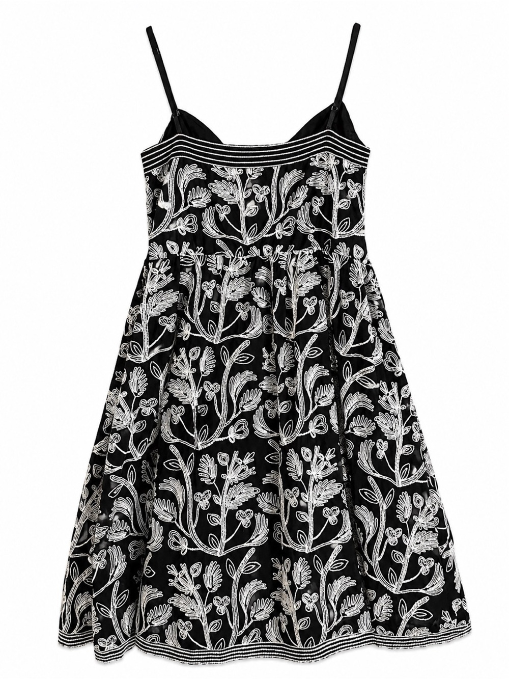 Studio M Petite Black White Embroidered Cotton Sundress SP Tie Waist Boho Sash - Picture 3 of 10